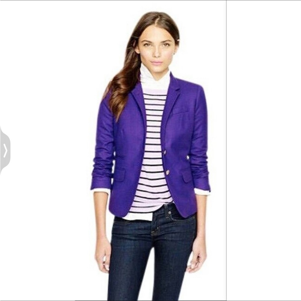J. Crew Schoolboy Wool Single Breasted Two Buttons Notch Lapel Blazer Purple